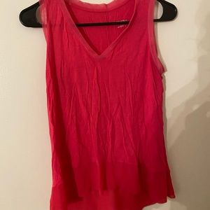 Pink Tank Blouse with Mesh and Chiffon